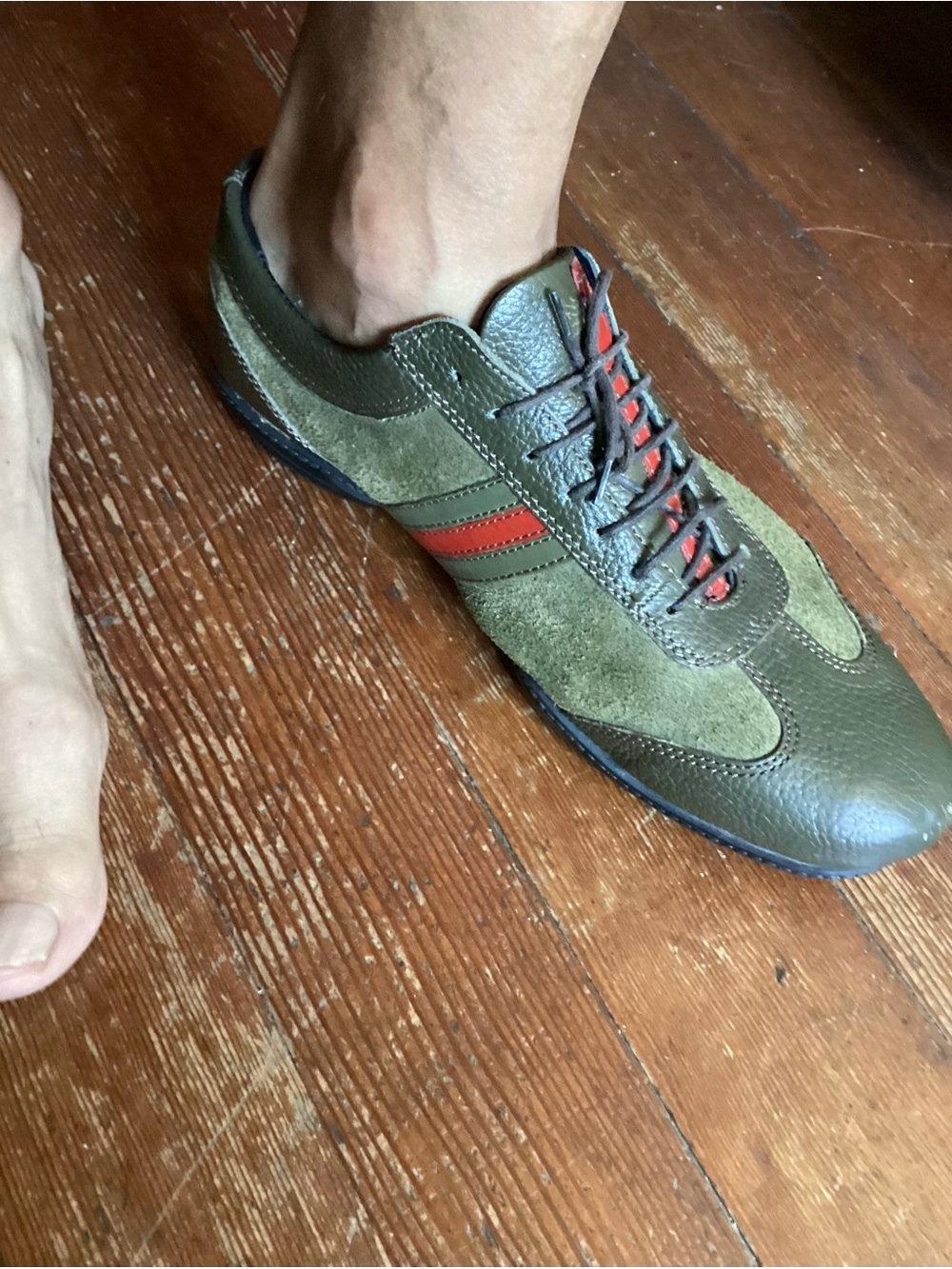 Tannino green leather & suede shoe